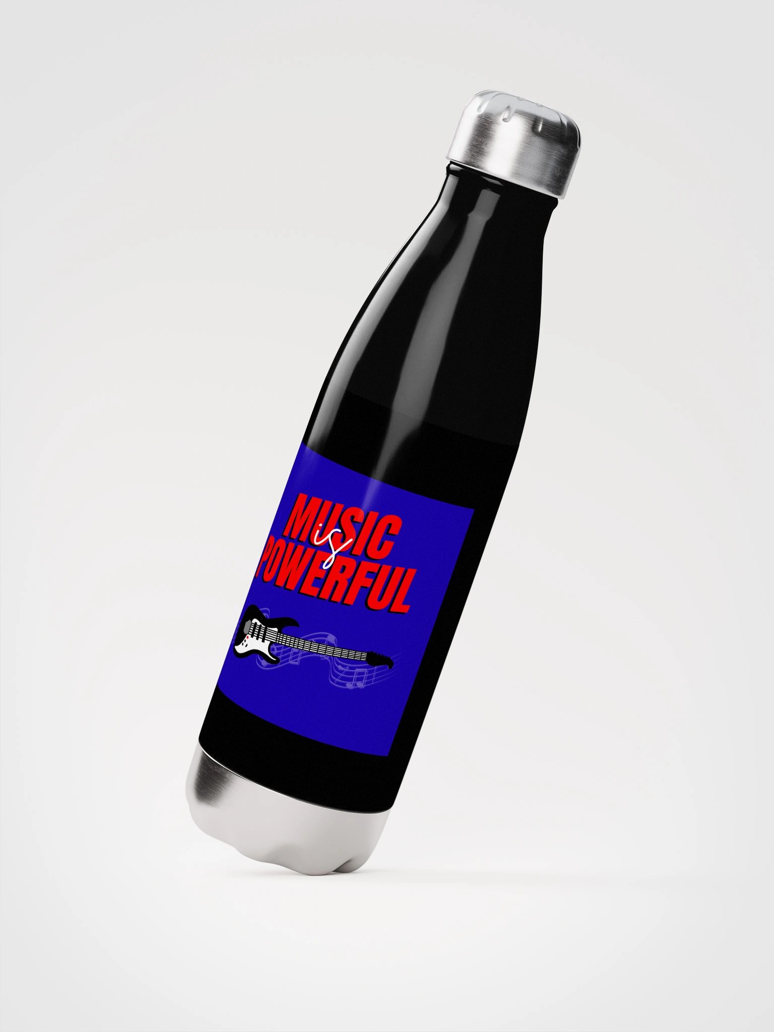MUSIC IS POWERFUL Steel Water Bottle product image (2)
