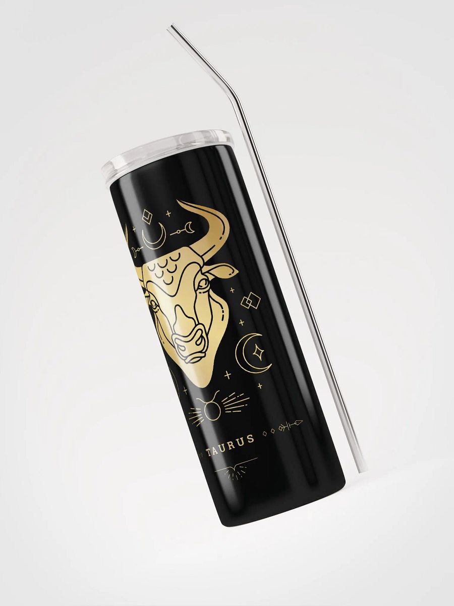 Celestial Elegance: Golden Taurus Steel Tumbler for Zodiac Devotees product image (3)