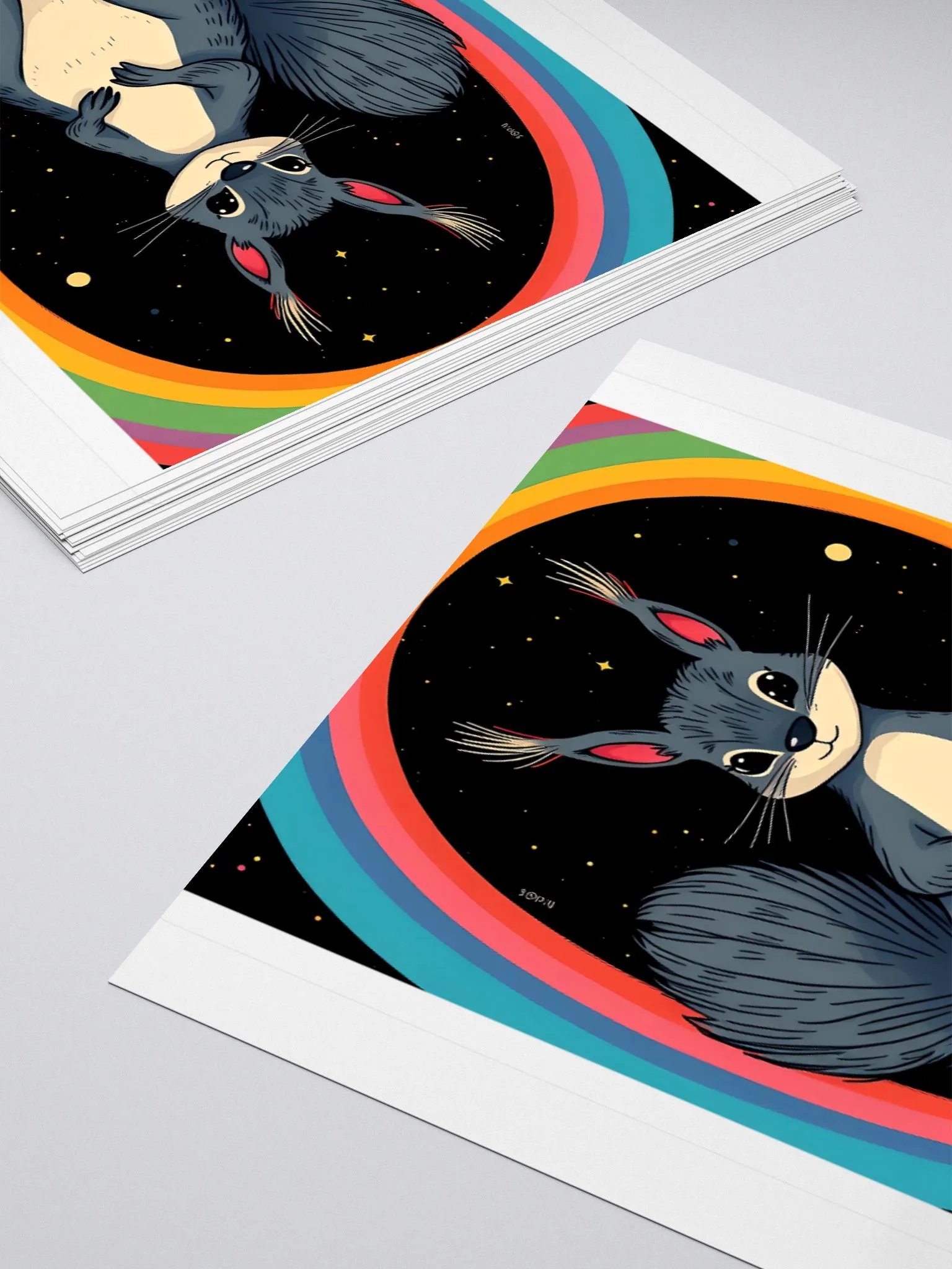 Starry Night Squirrel Kiss Cut Stickers product image (10)