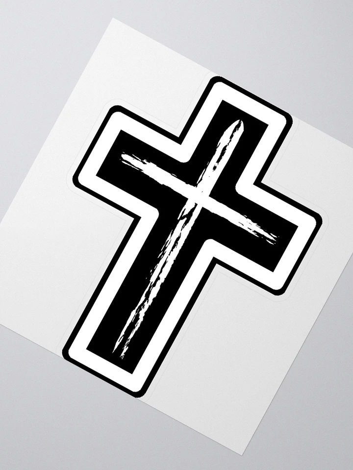 Black & White Cross With Boarder Sticker product image (1)