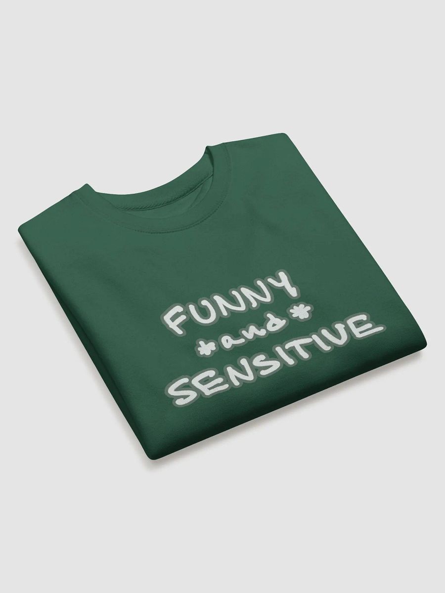 FUNNY *and* SENSITIVE (lined design, #66796E) Printed Premium Cotton Crewneck product image (15)