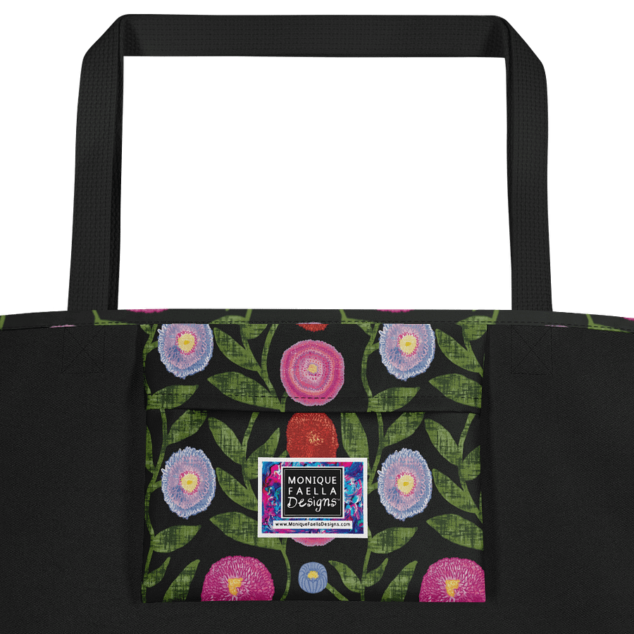 English Daisies | Cheerful Wildflower Pattern on Black | Tote Bag by Monique Faella Designs™ product image (2)