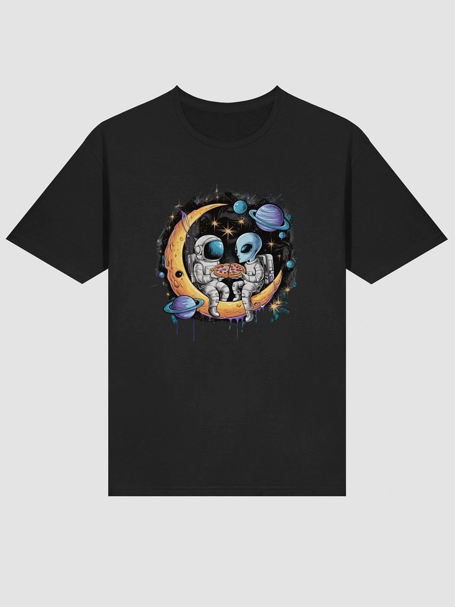 Space Pizza Party: Astronaut and Alien Enjoy a Slice on the Moon for Sci-Fi Lovers T-Shirt Hodies mens womens fit many item,color,size product image (3)