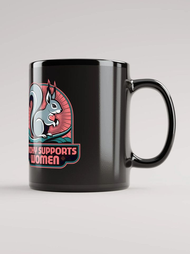 Bkack Mug: Pooky Supports Women, Pink Stylized product image (1)