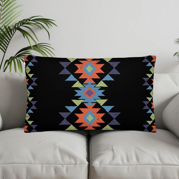Aztec Tribal Pillow, Bohemian Black Cushion, Southwestern Eclectic Home Decor product image (1)