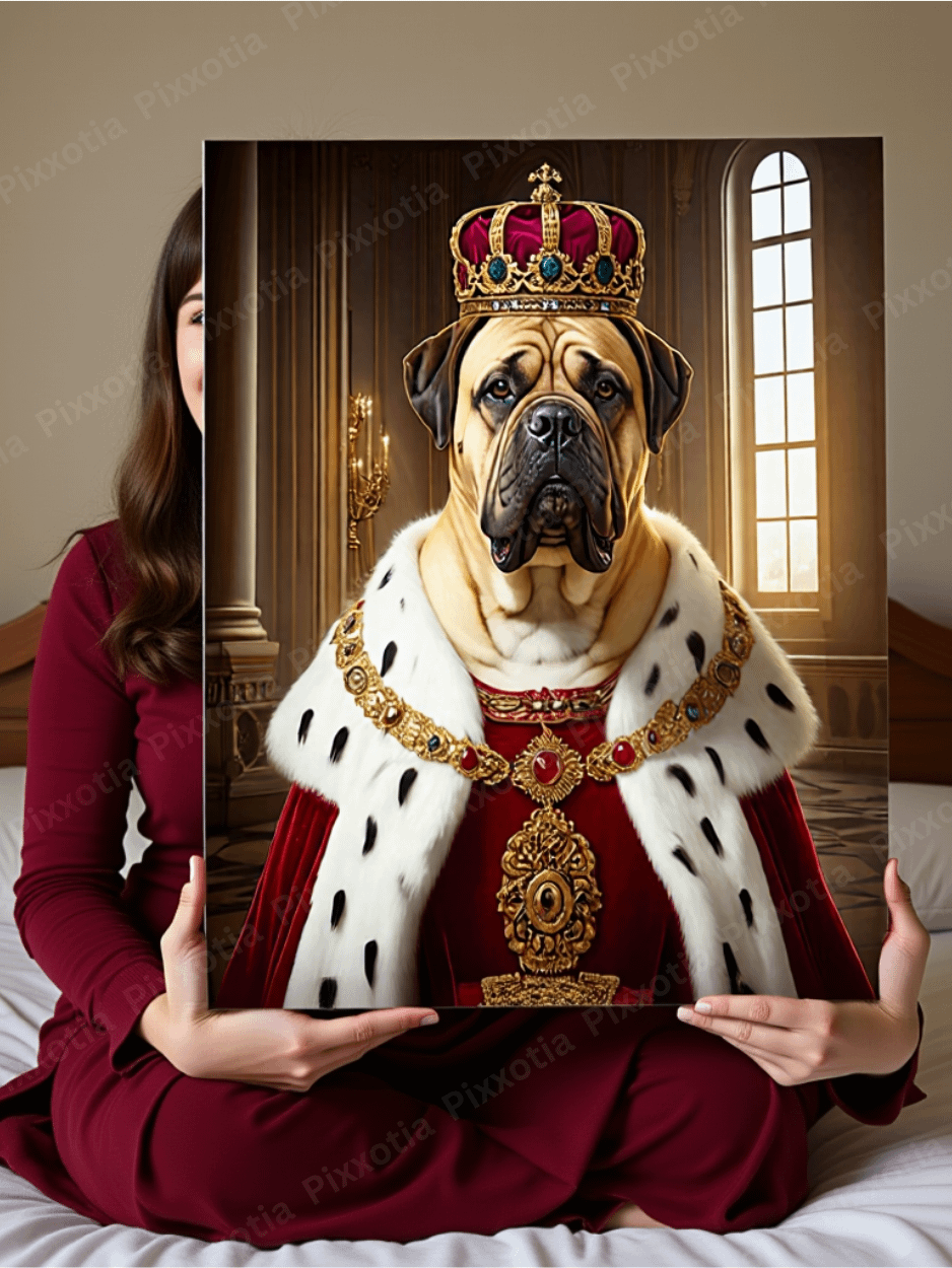 Custom Pet Portrait with King Outfit and Crown – Royal Digital Pet Art – Funny Pet Gift – Printable Dog or Cat Portrait product image (6)