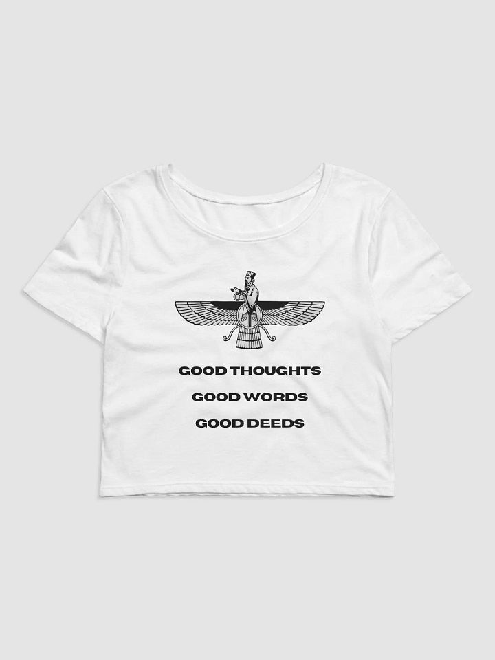 Faravahar Persian Design Crop Tee Good Thoughts Good Words Good Deeds product image (1)