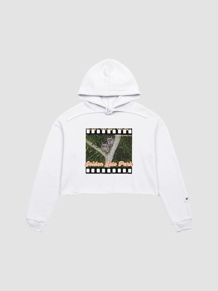 Golden Gate Park Raccoons Crop Top Hoodie (White) product image (1)