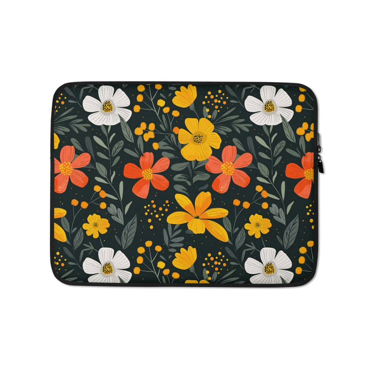Yellow, Orange and White Floral Laptop Sleeve Cover by Treasure Pie product image (2)