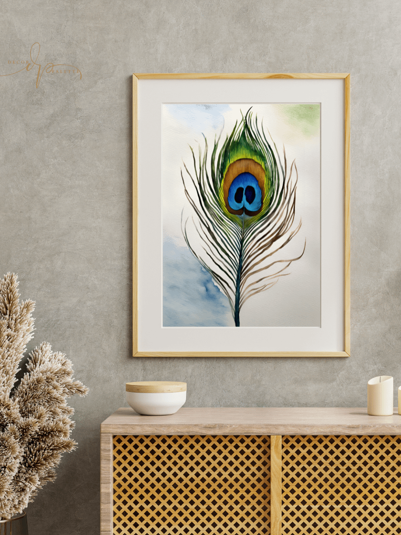 Watercolour Painting Printable Wall Art of PEACOCK FEATHER product image (4)