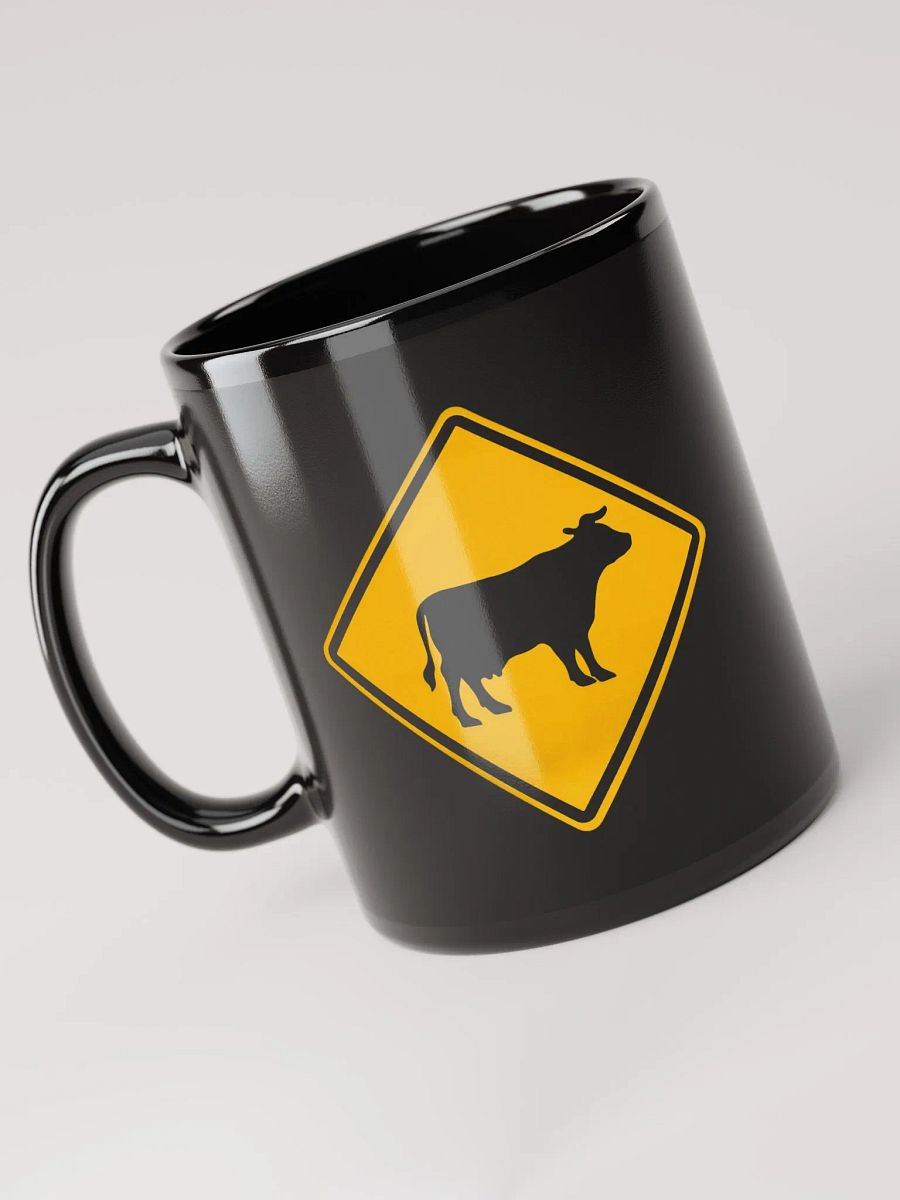 "Cow crossing sign" black glossy mug product image (3)