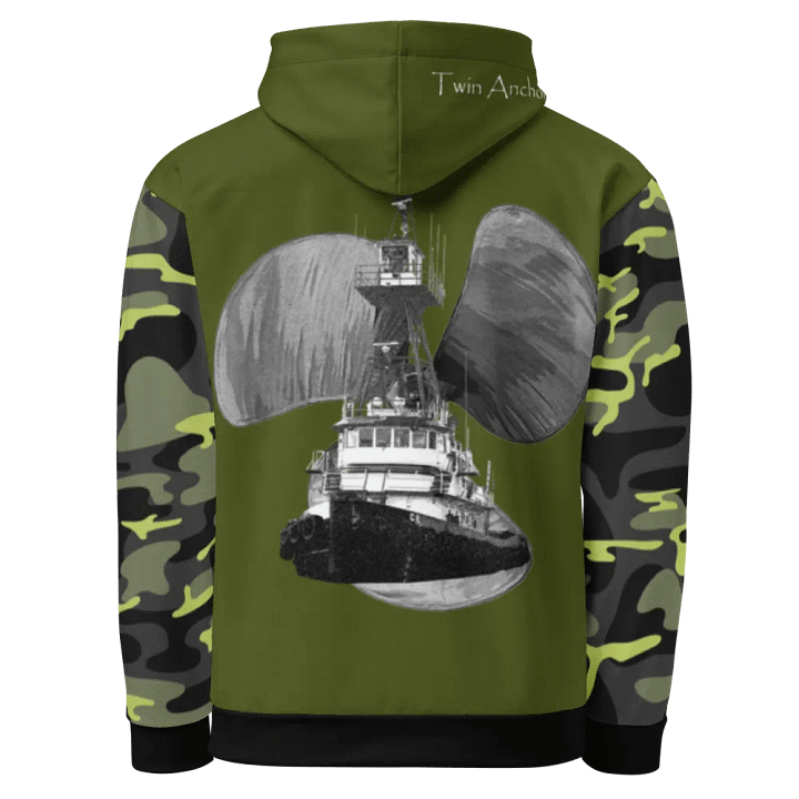 Camouflage & Green Three blade prop Tug CE Hoodie product image (1)