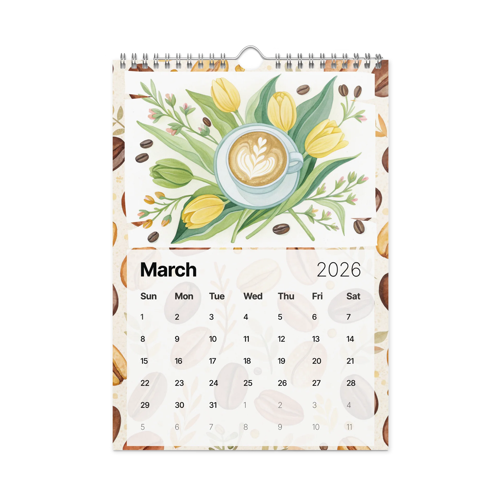 The Art of Coffee 2026 – Floral Latte Dreams | Hand-Painted Watercolor Calendar for Coffee Lovers product image (9)
