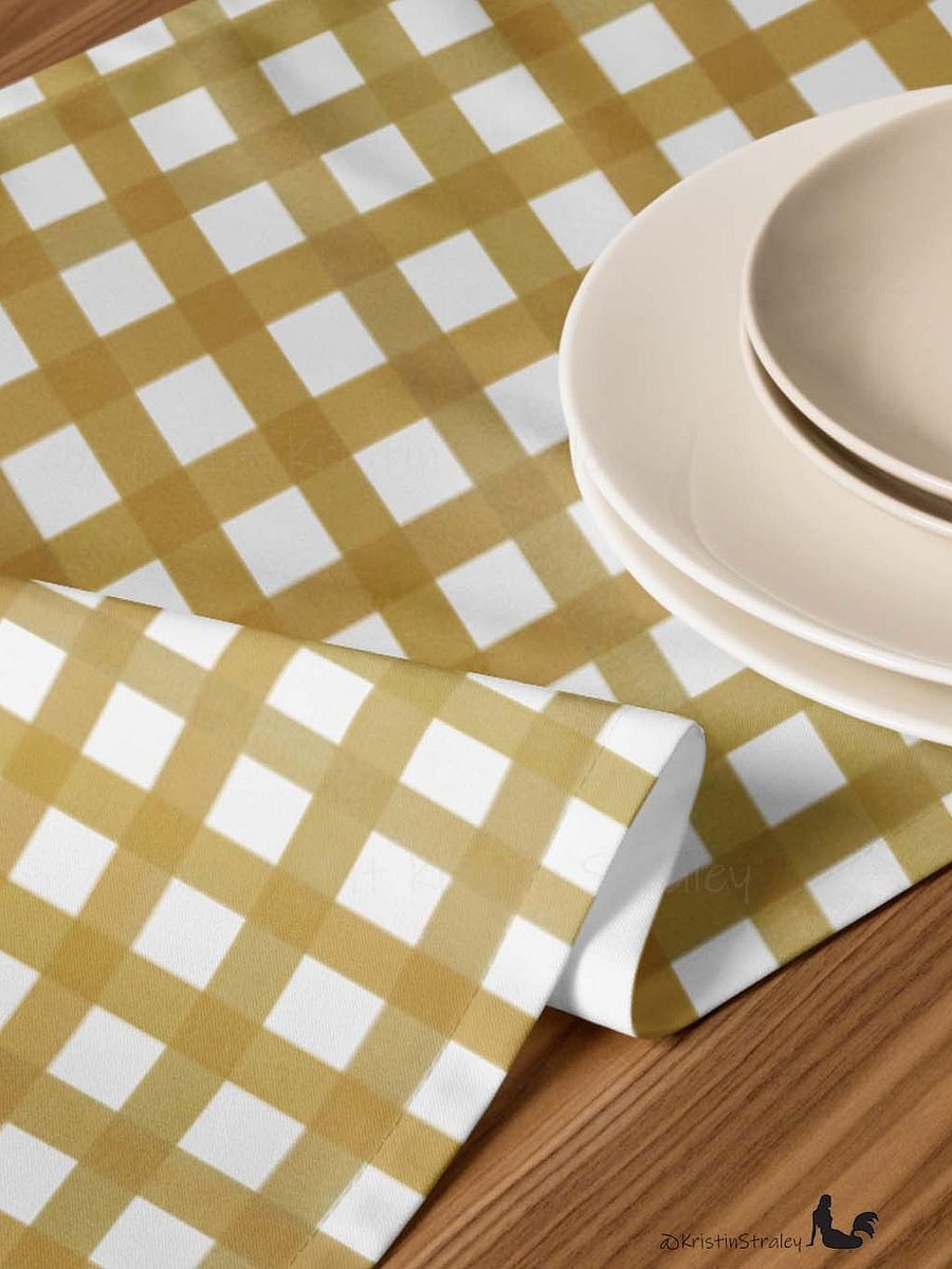 Mustard Yellow Gingham on White Table Runner product image (7)