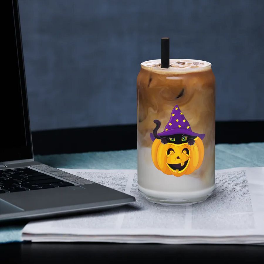Whimsical Pumpkin Cat Can-Shaped Glass product image (33)