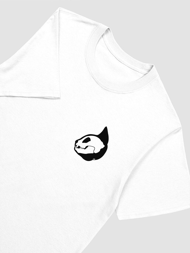 Cat Skull Profile Unisex Softstyle T-Shirt (Black on White)