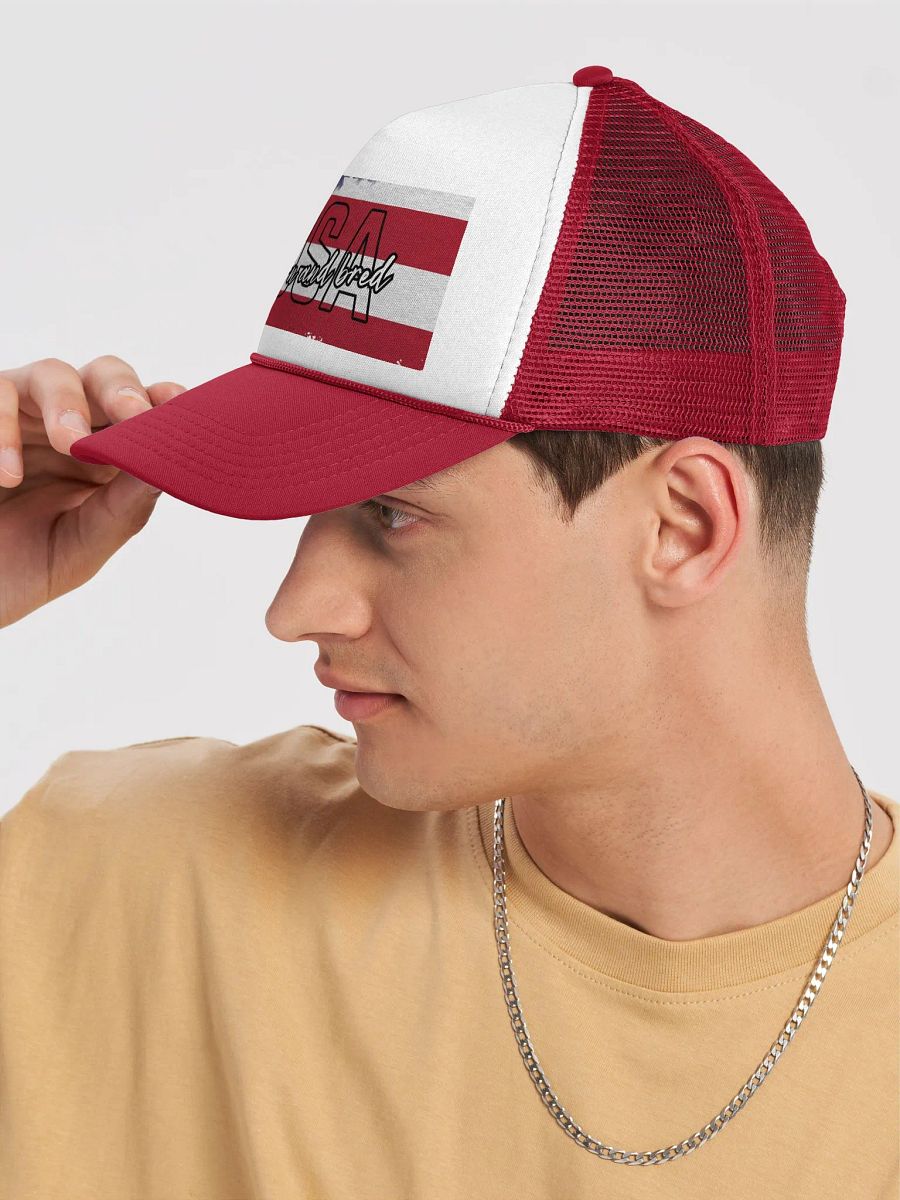 USA Born and Bred White and Red Foam Trucker Hat product image (6)