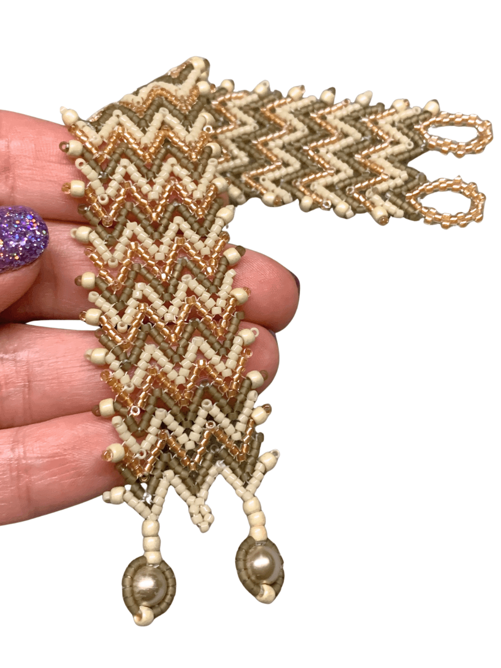 Beaded Chevron Bracelet - Cozy Neutral - *Small* product image (2)