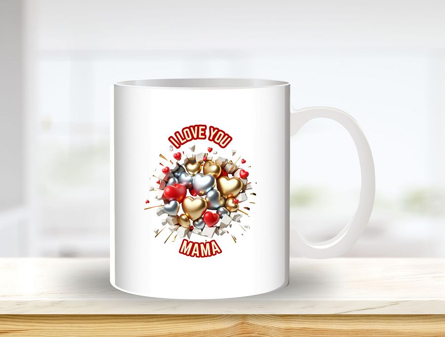 I Love Mom Mug Sublimation Design, 11oz & 20oz Mug Template, Mug Wrap Template PNG, Digital Download product image (1)