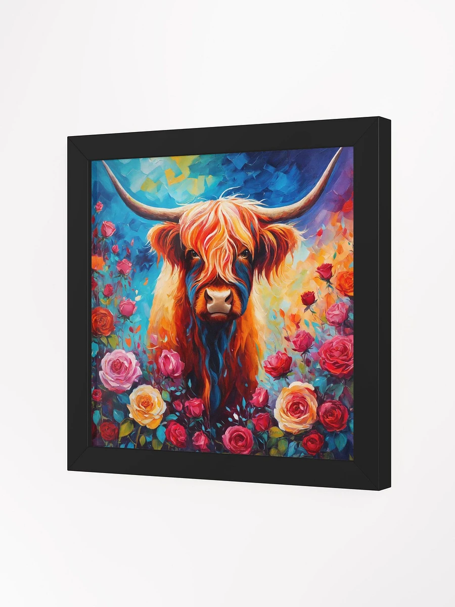 Acrylic Rose Field Highland Cow Framed Print product image (1)