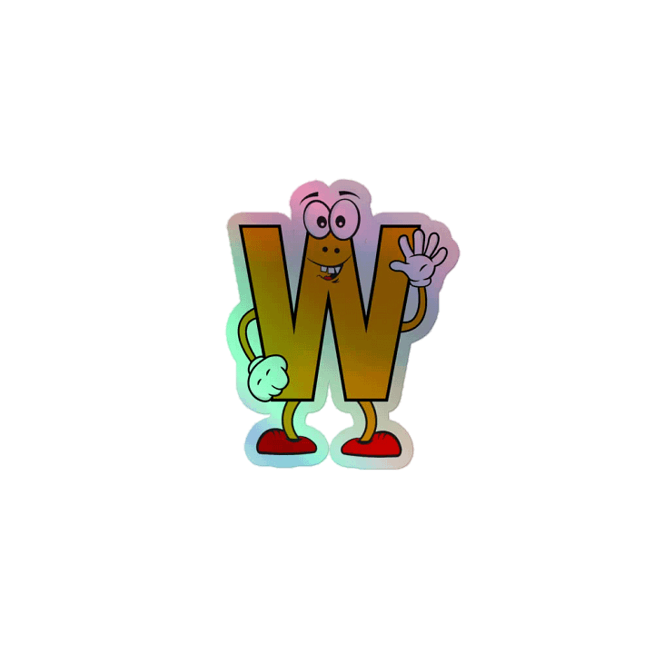 W Letter Cartoon Character Holographic Sticker product image (1)
