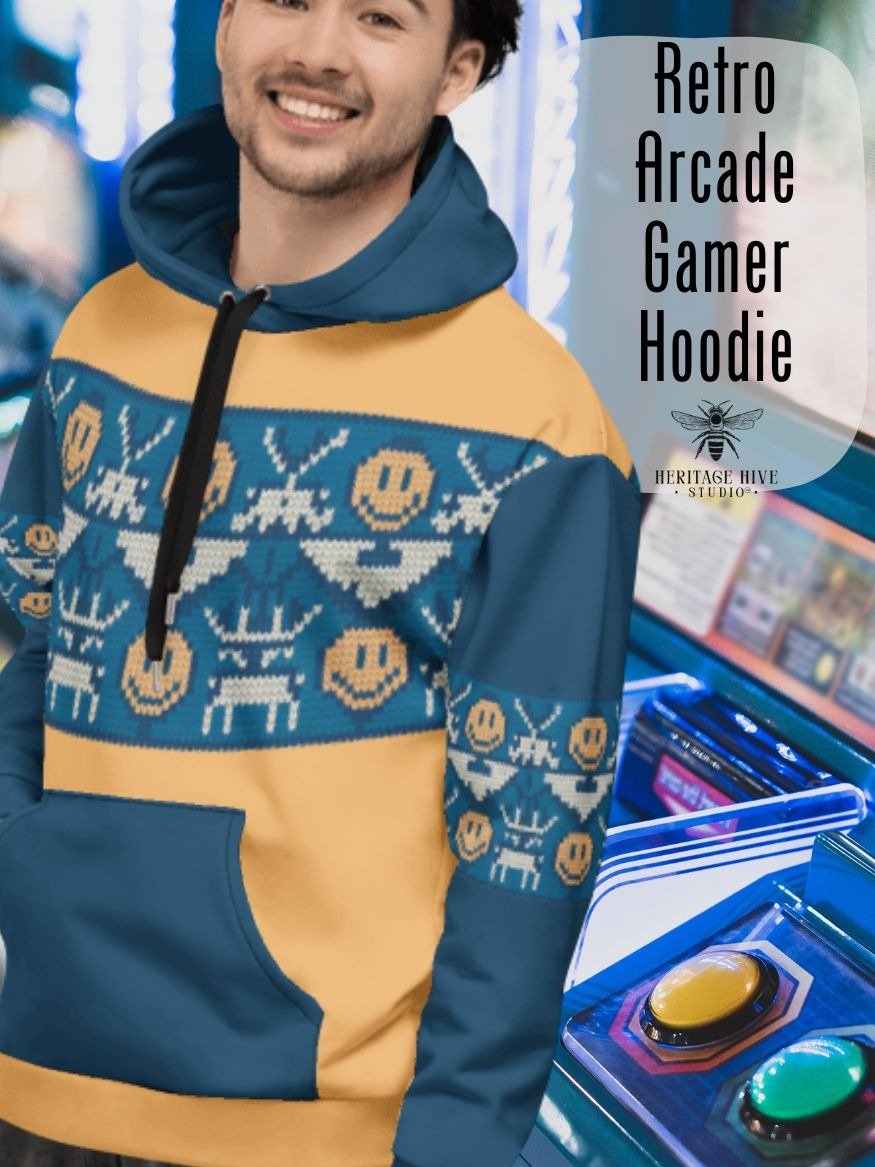 Retro Pixel Invader Hoodie – Classic Gamer Edition product image (1)