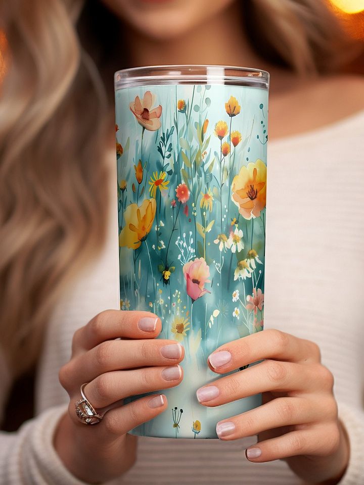Blossom Breeze Stainless Steel Tumbler, Yellow, Green, Pink, White product image (1)