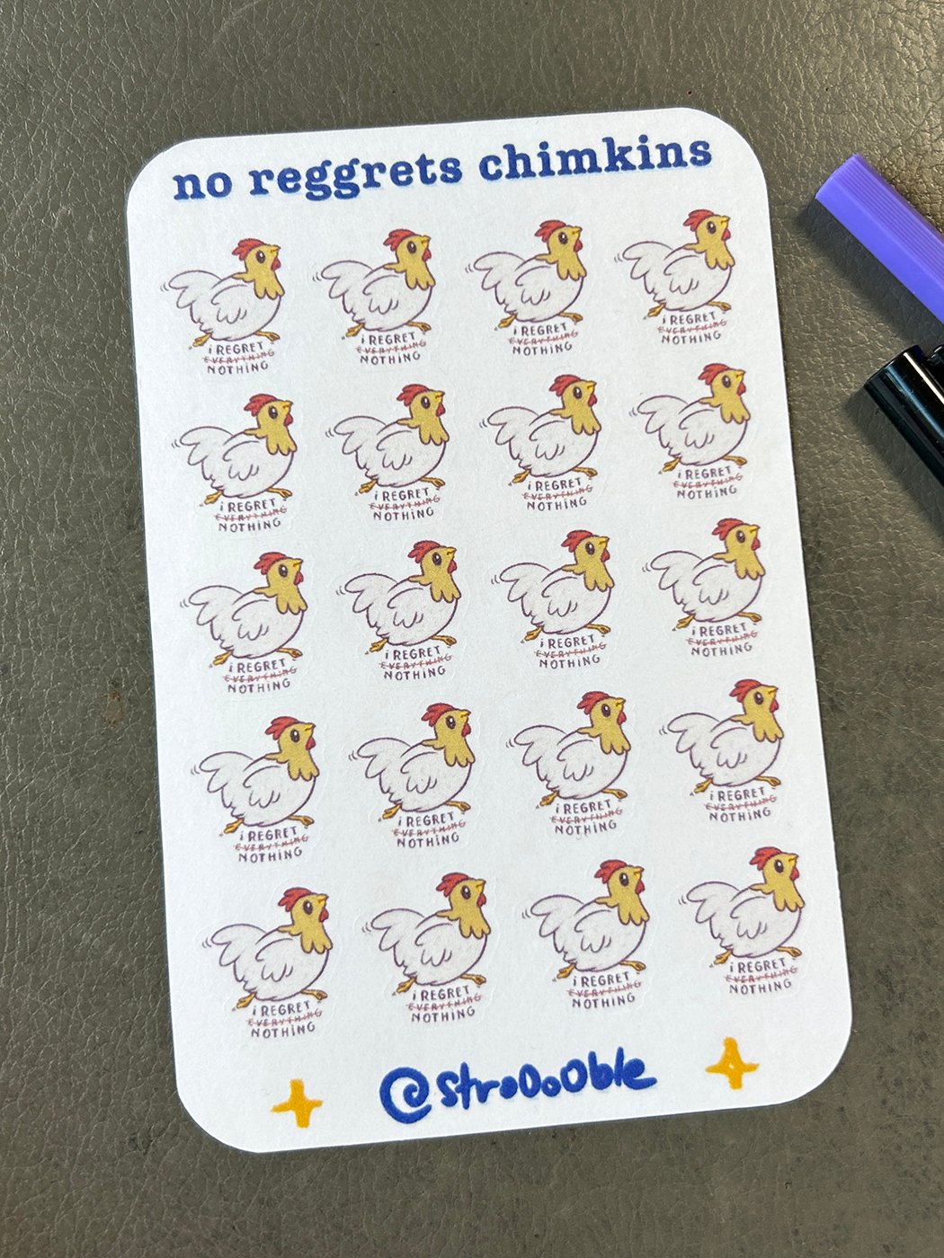 washi sticker sheet : no reggrets chimkins product image (2)