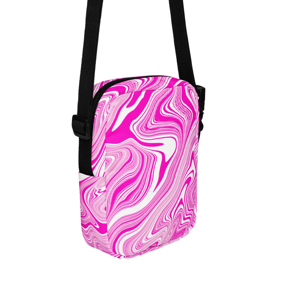 Utility Crossbody Bag - Pink and White Liquid Swirls product image (6)