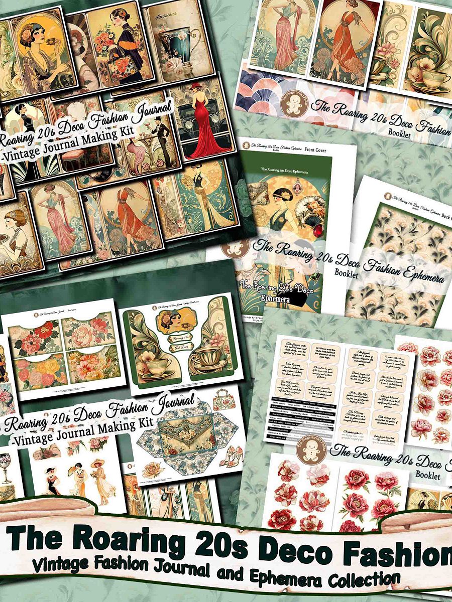 The Roaring 20s Deco Fashion Journal + Ephemera Jumbo kit Digital Download product image (2)
