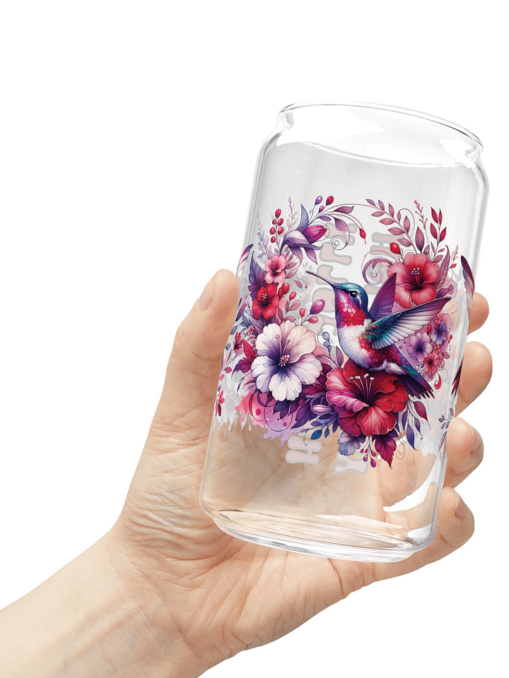 Holly Jolly Hummingbird And Flower Glass Can product image (2)