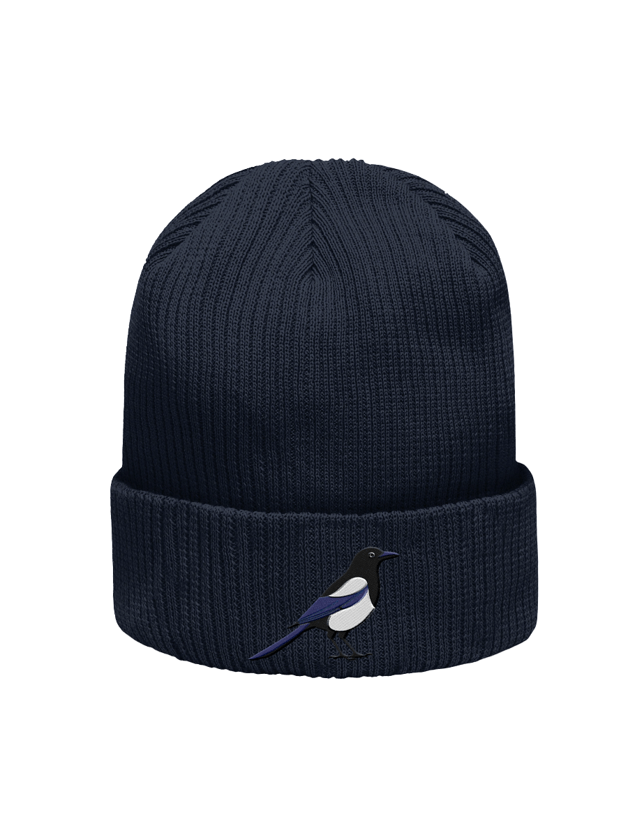 Black Billed Magpie Embroidered Organic Beanie product image (1)