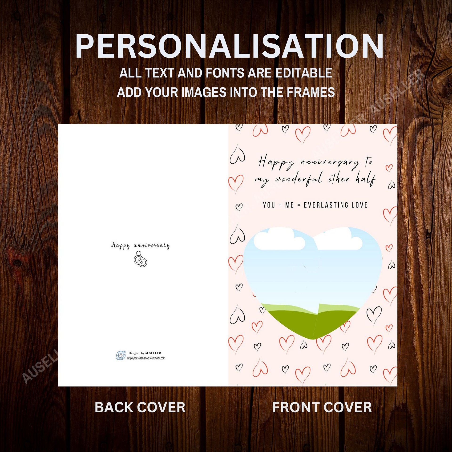 Two Halves Of One Heart Anniversary Photo Card Template product image (5)