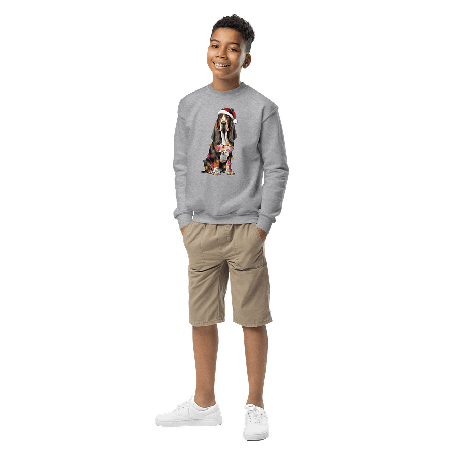 Funny Christmas Basset Hound(Tricolor) Youth Sweatshirt product image (5)