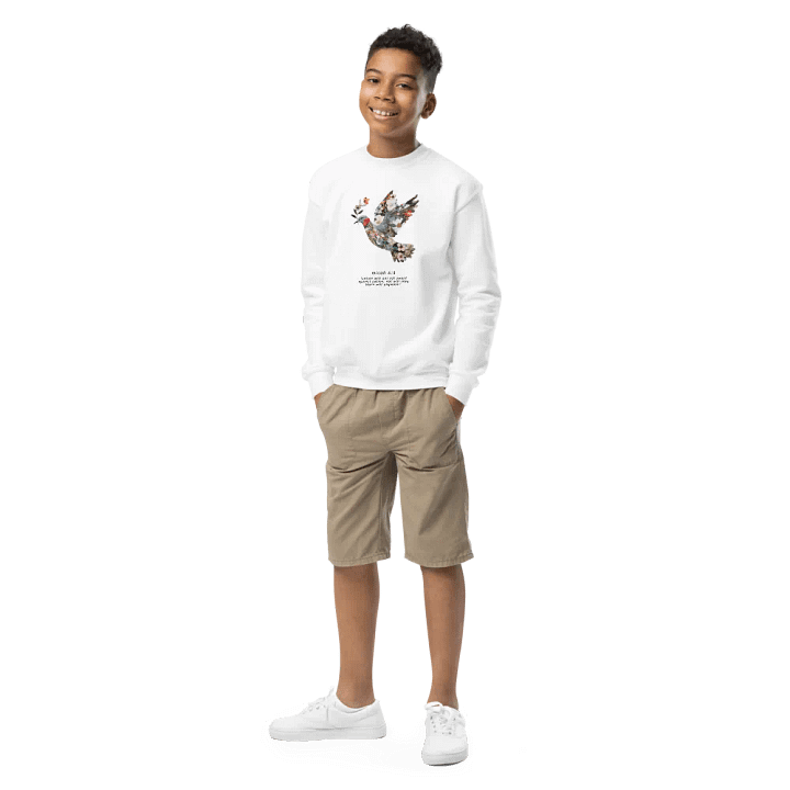 Floral Peace Dove | Micah 4:3 Youth Crew Neck Sweatshirt product image (1)