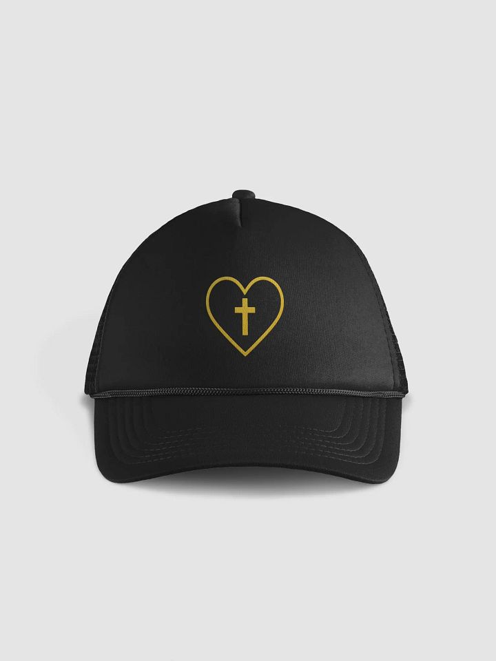 Golden Cross Heart Foam Trucker Hat product image (1)