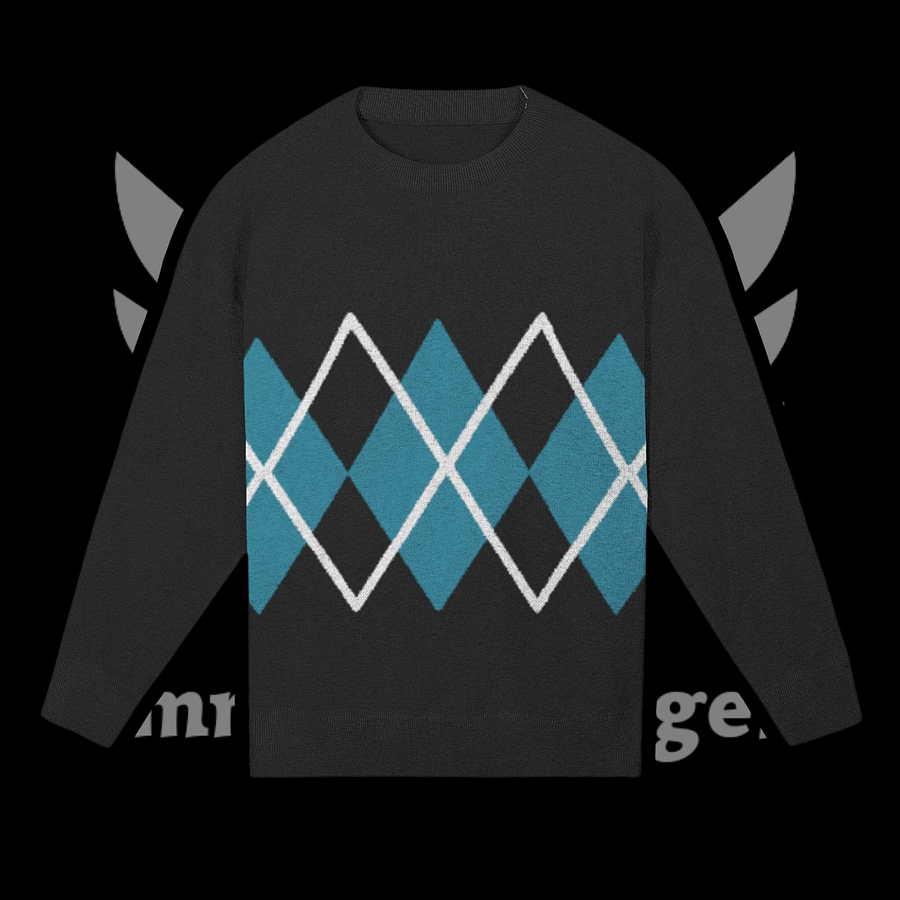 Argyle Black Knitted Relaxed Sweater product image (1)