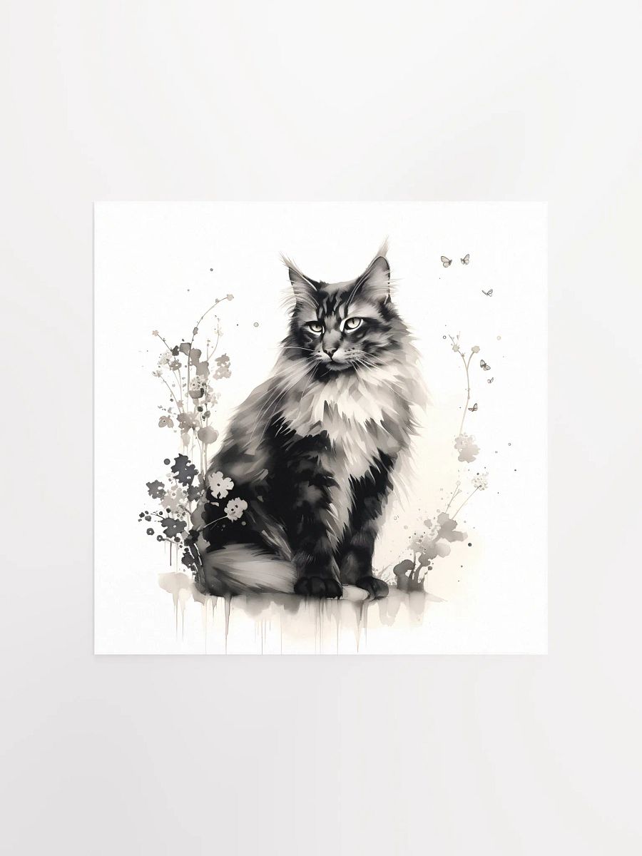 Maine Coon Floral Elegant Wall Print product image (1)