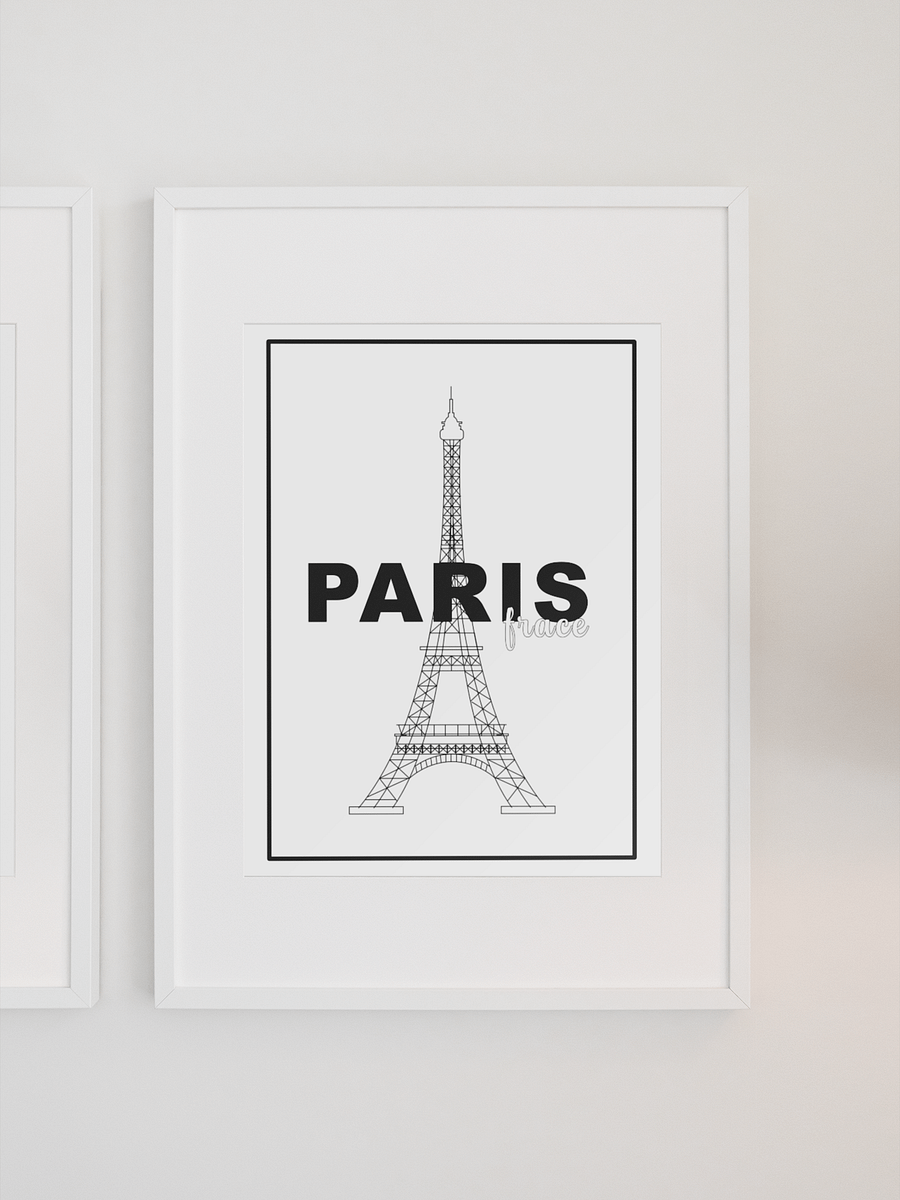 Eiffel Tower Line Art Print, Paris France Minimalist Poster, Elegant Black and White Landmark Illustration, Chic Parisian Wall Decor product image (1)