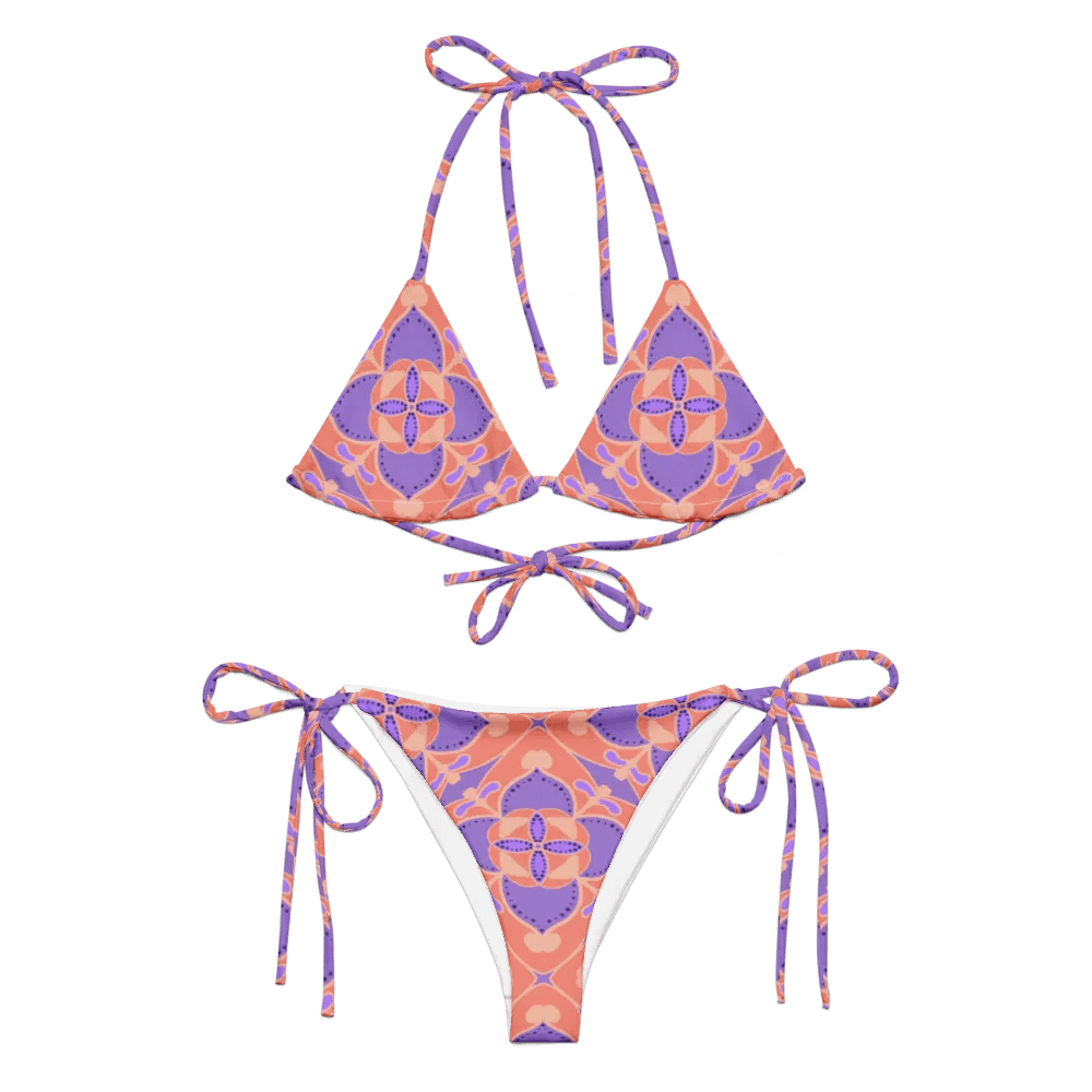 Pastel Orange and Mauve Pattern String Bikini product image (2)