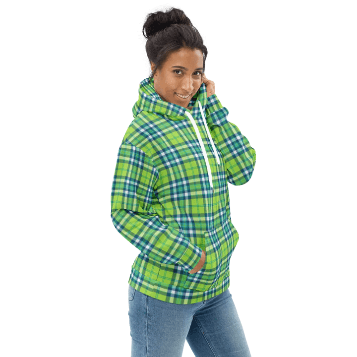 Lime Green and Turquoise Plaid Hoodie product image (1)