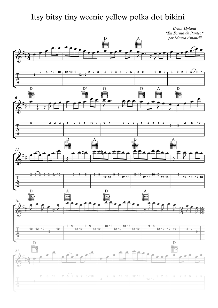 Itsy bitsy tiny weenie polkadot bikini - Partitura + Tab + Acordes + Pista product image (1)