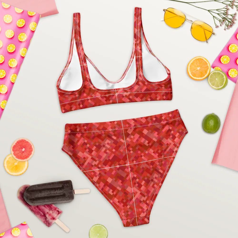 Colorful Mosaic Pattern Design High Waisted Bikini - v4 product image (8)