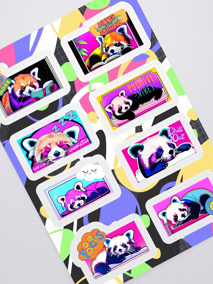 Cute Psychedelic Red Panda 8 Piece Sticker Sheet product image (2)
