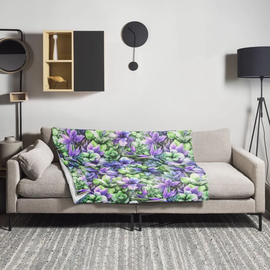 Color My World Green & Lilac Floral Throw Blanket product image (5)