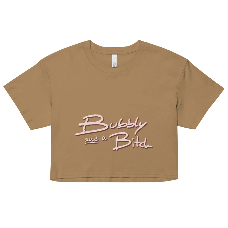 Bubbly and a B*tch (blush shadow design) printed cotton crop top product image (1)