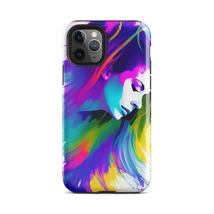 Tough Phone Case for iPhone® - Tempera Painted Face with Colorful Hair product image (2)