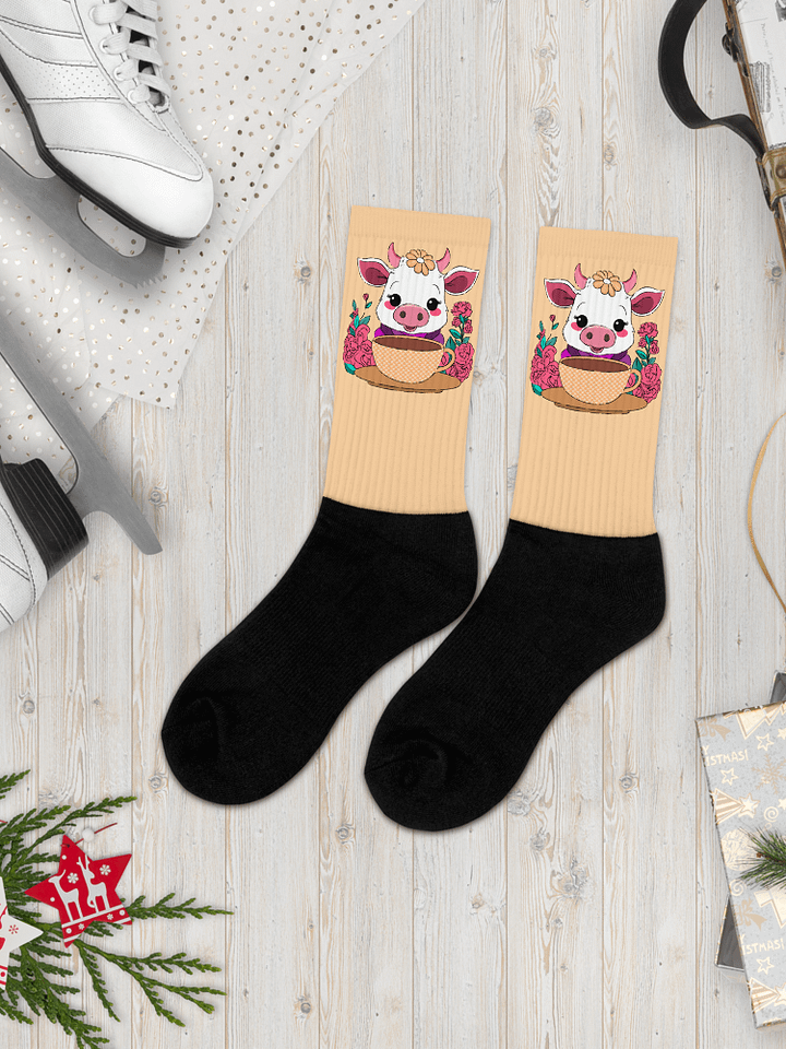 Coffee Break Cow Socks product image (1)