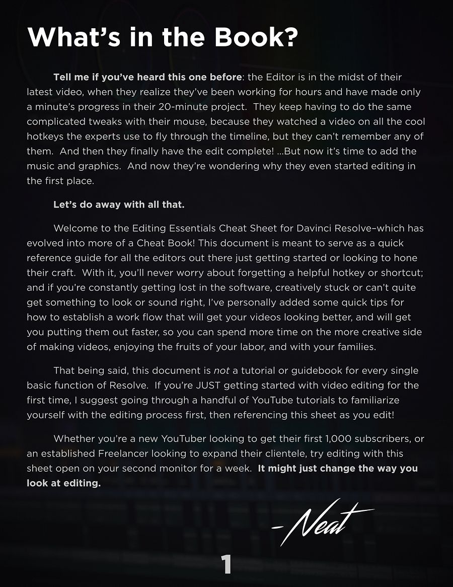 The Editing Essentials Cheat Sheet and Guidebook for Davinci Resolve (+Plugins!) product image (3)