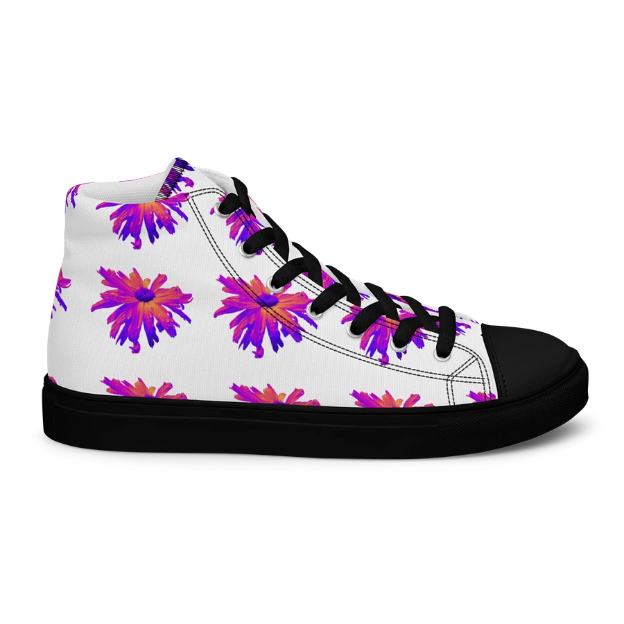 Abstract Pink Floating Daisy Flower Women's Black Toe High Top Canvas Shoes product image (29)